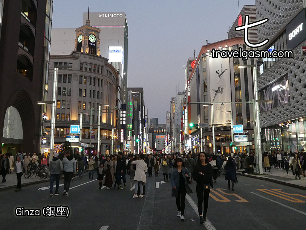 On weekend afternoons, the Chuo Dori street in the Ginza is people only.