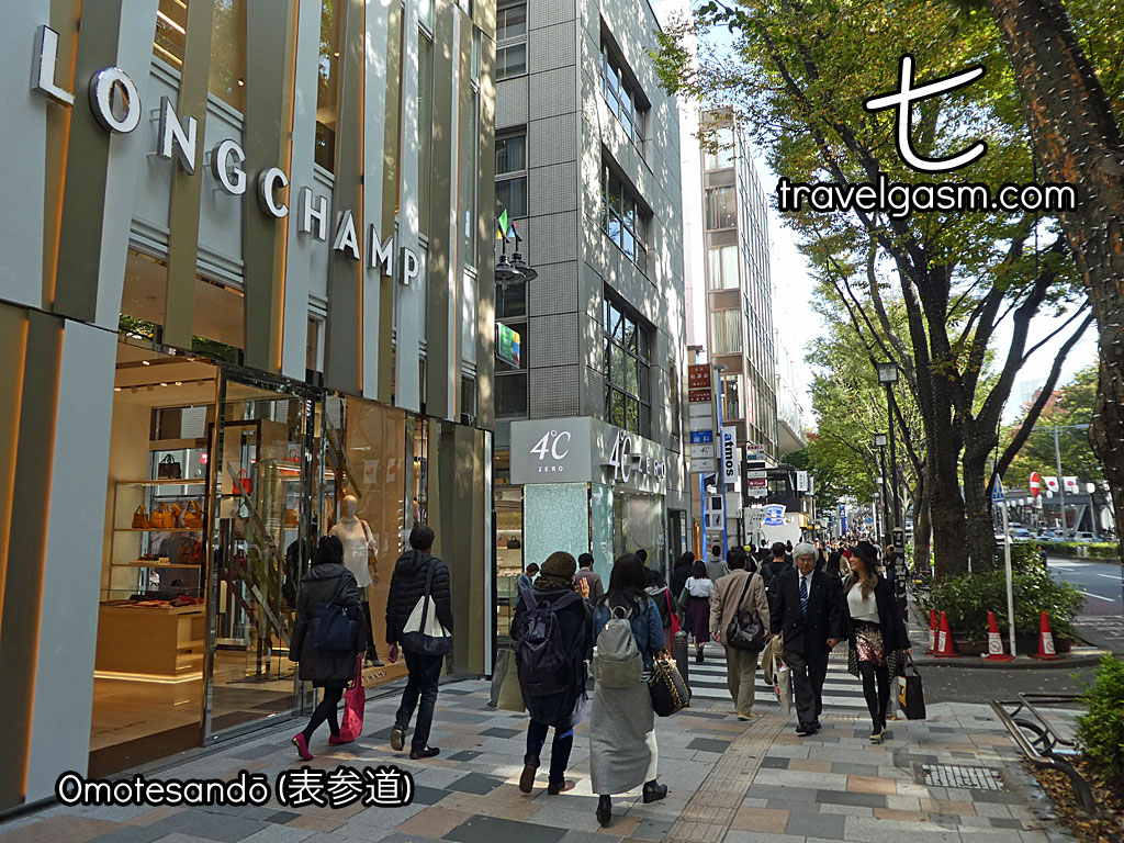 The tree-lined Omotesando is flanked by luxury shops.