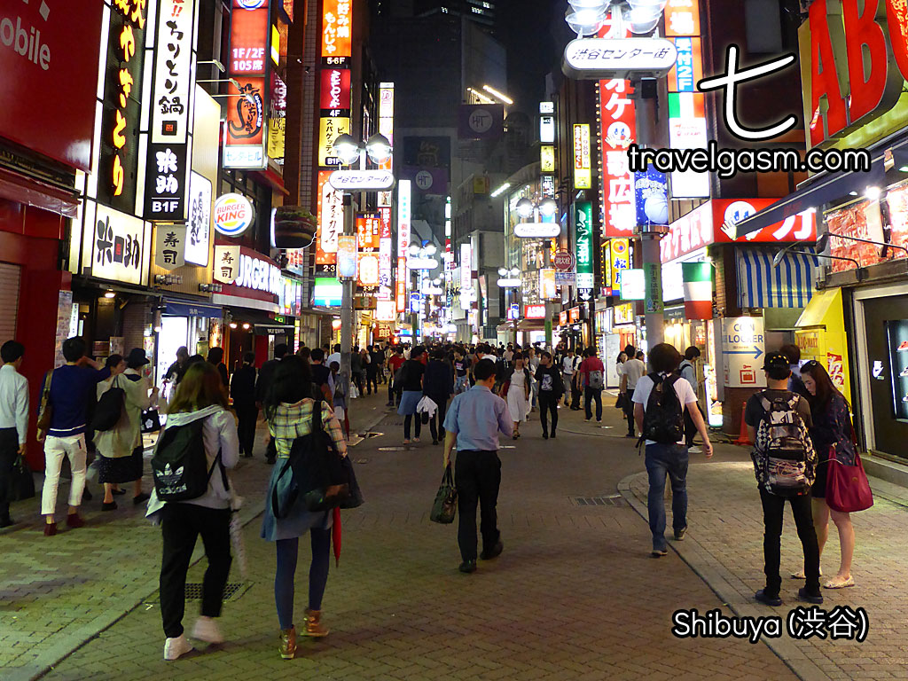 At night, the bright back streets of Shibuya are full of life.